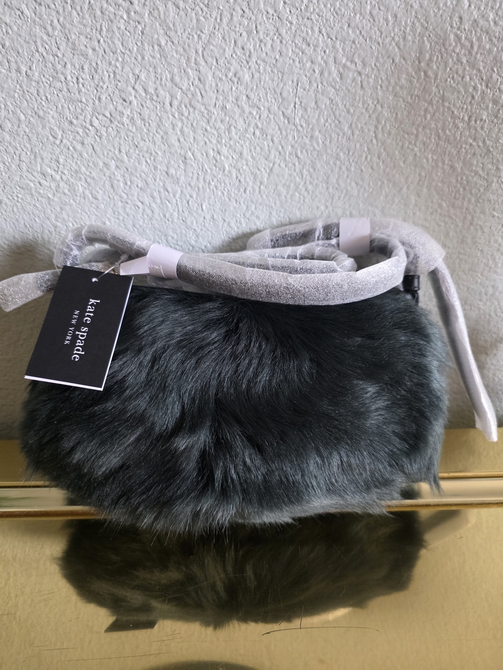 kate spade Hunter Green Faux Fur Crossbody Bag